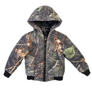 Vtg Kids 2T WFS‎ Element Gear Camo Winter Jacket Mossy Oak Style Puffer Outdoors